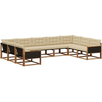 vidaXL Outdoor-Sofagarnitur mit Kissen 9 Stk Natur und Beige 3381673 vidaXL Outdoor-Sofagarnitur mit Kissen 9 Stk Natur und Beige 3381673