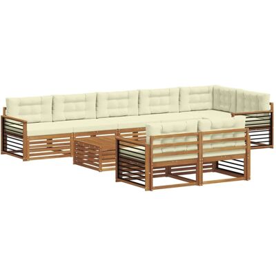 vidaXL Outdoor-Sofagarnitur mit Kissen 9-Tlg Natur und Creme 3373710 vidaXL Outdoor-Sofagarnitur mit Kissen 9-Tlg Natur und Creme 3373710
