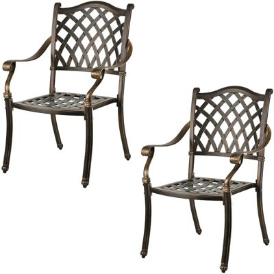 Relaxdays Gartenstuhl 2er Set Aluminiumguss Schwarz Bronze Armlehnen 91 cm x 63 cm x 63 cm Relaxdays Gartenstuhl 2er Set Aluminiumguss Schwarz Bronze Armlehnen 91 cm x 63 cm x 63 cm