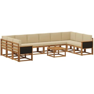 vidaXL Outdoor-Sofagarnitur 11 Stk Natur und Beige Massivholz Akazie 3385584 vidaXL Outdoor-Sofagarnitur 11 Stk Natur und Beige Massivholz Akazie 3385584