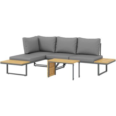Outsunny Gartenmöbel-Set Akazienholz Stahl 175L x 65B x 70H cm Hellgrau Outsunny Gartenmöbel-Set Akazienholz Stahl 175L x 65B x 70H cm Hellgrau