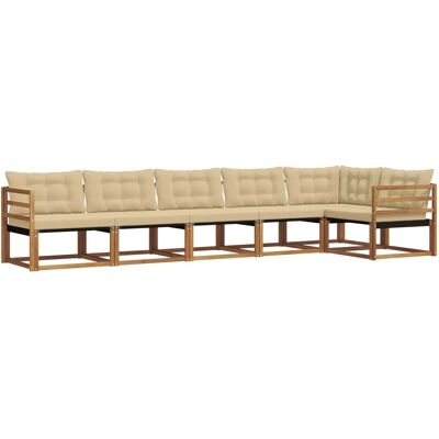 vidaXL Outdoor-Sofagarnitur mit Kissen 6-Tlg Natur und Beige 3369496 vidaXL Outdoor-Sofagarnitur mit Kissen 6-Tlg Natur und Beige 3369496