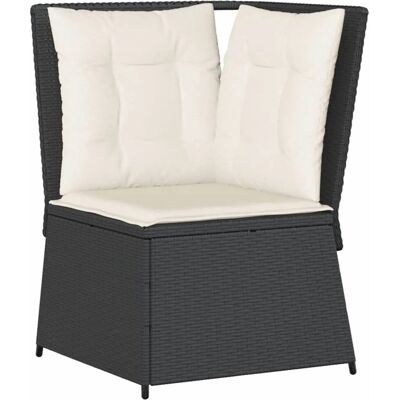 Furnicato Garten-ecksofa Mit Kissen Schwarz Poly Rattan Furnicato Garten-ecksofa Mit Kissen Schwarz Poly Rattan