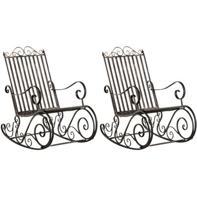 DELUKE Schaukelstuhl ANNA 2er Set Antik Outdoor 56x90x94cm Metall Bronze Gartenstuhl Liegestuhl Relaxstuhl Garten Terrasse DELUKE Schaukelstuhl ANNA 2er Set Antik Outdoor 56x90x94cm Metall Bronze Gartenstuhl Liegestuhl Relaxstuhl Garten Terrasse