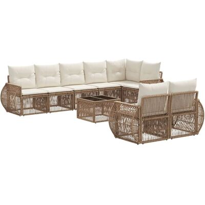vidaXL Gartensofa-Set 9-Tlg Beige und Cremeweiß Poly-Rattan 3435483 vidaXL Gartensofa-Set 9-Tlg Beige und Cremeweiß Poly-Rattan 3435483