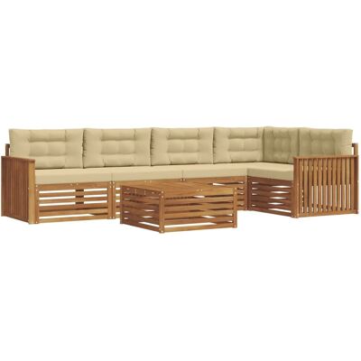 vidaXL Outdoor-Sofagarnitur mit Kissen 6-Tlg Natur und Beige 3373498 vidaXL Outdoor-Sofagarnitur mit Kissen 6-Tlg Natur und Beige 3373498