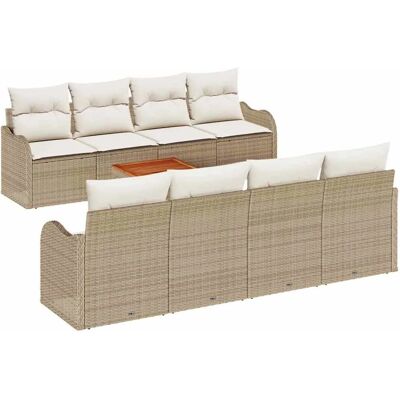vidaXL 9-Teiliges Garten-Sofa-Set mit Kissen Beige Poly Rattan Akazie 3347428 vidaXL 9-Teiliges Garten-Sofa-Set mit Kissen Beige Poly Rattan Akazie 3347428