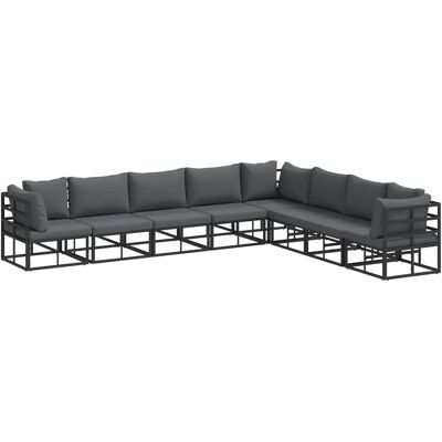 vidaXL Garten-Sofa-Set mit Kissen 8-Tlg Schwarz Aluminium 3378874 vidaXL Garten-Sofa-Set mit Kissen 8-Tlg Schwarz Aluminium 3378874
