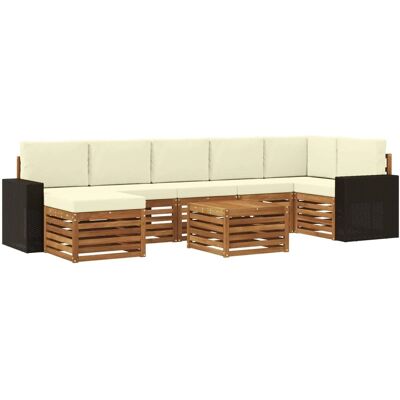 vidaXL Outdoor-Sofagarnitur mit Kissen 8 Stk Natur und Creme 3384661 vidaXL Outdoor-Sofagarnitur mit Kissen 8 Stk Natur und Creme 3384661