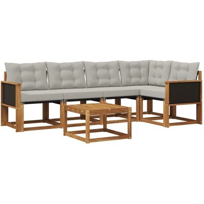 vidaXL Outdoor-Sofagarnitur mit Kissen 6 Stk Natur und Hellgrau 3381959 vidaXL Outdoor-Sofagarnitur mit Kissen 6 Stk Natur und Hellgrau 3381959
