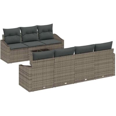 vidaXL Sofa Set mit Kissen mit Speicher 8-Tlg Grau Poly-Rattan 3355298 vidaXL Sofa Set mit Kissen mit Speicher 8-Tlg Grau Poly-Rattan 3355298