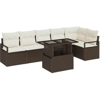 vidaXL Garten-Sofa-Set mit Speicher 7-Tlg Braun Poly Rattan 3357571 vidaXL Garten-Sofa-Set mit Speicher 7-Tlg Braun Poly Rattan 3357571