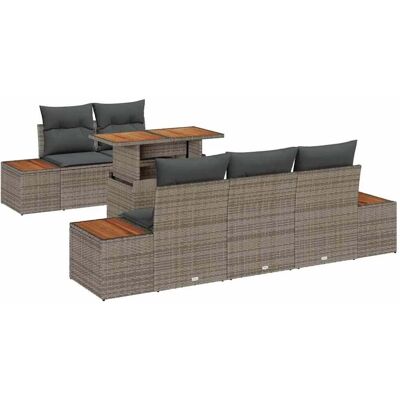 vidaXL Garten-Sofa-Set mit Speicher 6-Tlg Grau Poly Rattan 3358763 vidaXL Garten-Sofa-Set mit Speicher 6-Tlg Grau Poly Rattan 3358763
