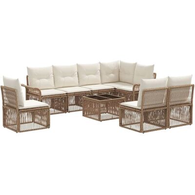 vidaXL Gartensofa-Set 9-Tlg Beige Poly-Rattan 3434850 vidaXL Gartensofa-Set 9-Tlg Beige Poly-Rattan 3434850