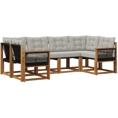 vidaXL Outdoor-Sofagarnitur mit Kissen 6 Stk Natur und Hellgrau 3382175 vidaXL Outdoor-Sofagarnitur mit Kissen 6 Stk Natur und Hellgrau 3382175