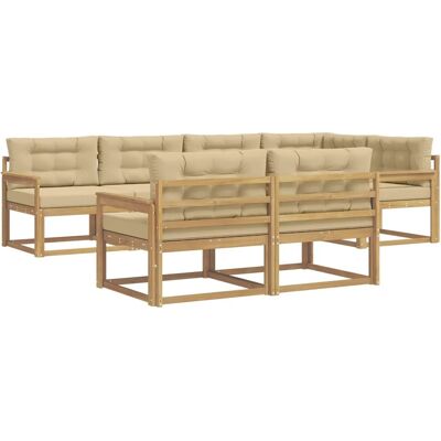 vidaXL Outdoor-Sofagarnitur mit Kissen 6-Tlg Weiß und Beige Polyester 3386577 vidaXL Outdoor-Sofagarnitur mit Kissen 6-Tlg Weiß und Beige Polyester 3386577