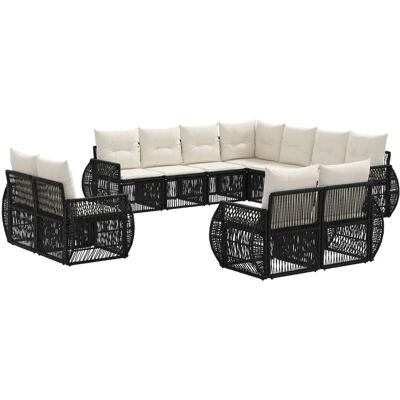 vidaXL Gartensofa-Set 11-Tlg Schwarz und Cremeweiß Poly-Rattan 3435586 vidaXL Gartensofa-Set 11-Tlg Schwarz und Cremeweiß Poly-Rattan 3435586