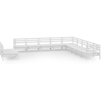 vidaXL Gartenlounge-Set Outdoor Lounge Set 11 Stück Massivholz Kiefer Weiß - Gartenmöbelset vidaXL Gartenlounge-Set Outdoor Lounge Set 11 Stück Massivholz Kiefer Weiß - Gartenmöbelset