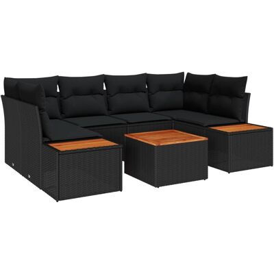 vidaXL Garten-Sofa-Set mit Kissen 6-Tlg Schwarz Poly Rattan 3356703 vidaXL Garten-Sofa-Set mit Kissen 6-Tlg Schwarz Poly Rattan 3356703