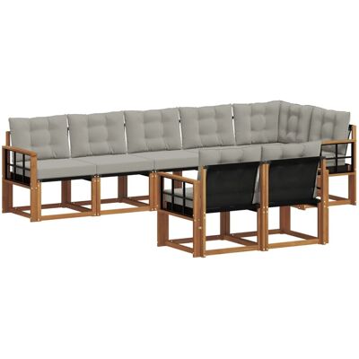 vidaXL Outdoor-Sofagarnitur mit Kissen 8-Tlg Natur und Hellgrau 3368790 vidaXL Outdoor-Sofagarnitur mit Kissen 8-Tlg Natur und Hellgrau 3368790