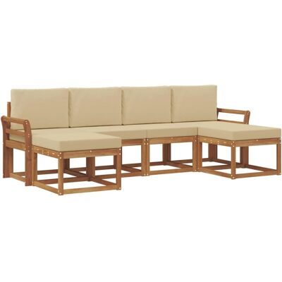 vidaXL Outdoor-Sofagarnitur 6-Tlg Natur und Beige Holzwerkstoff 3366781 vidaXL Outdoor-Sofagarnitur 6-Tlg Natur und Beige Holzwerkstoff 3366781