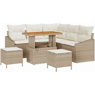 vidaXL 8-Teiliges Garten-Sofa-Set mit Kissen in Beige aus Poly Rattan und Akazie 3362656 vidaXL 8-Teiliges Garten-Sofa-Set mit Kissen in Beige aus Poly Rattan und Akazie 3362656