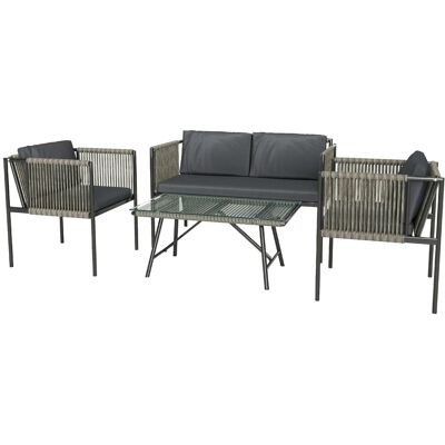 Outsunny Rattan Gartenmöbel-Set Stahl PE-Rattan 116L x 65B x 68H cm Grau Outsunny Rattan Gartenmöbel-Set Stahl PE-Rattan 116L x 65B x 68H cm Grau