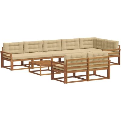 vidaXL Outdoor-Sofagarnitur mit Kissen 9-Tlg Natur und Beige 3367791 vidaXL Outdoor-Sofagarnitur mit Kissen 9-Tlg Natur und Beige 3367791
