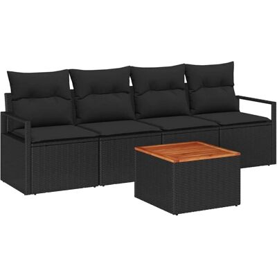 vidaXL Garten-Sofa-Set 5-Tlg Schwarz 3356308 vidaXL Garten-Sofa-Set 5-Tlg Schwarz 3356308