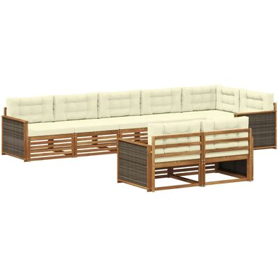 vidaXL Outdoor-Sofagarnitur mit Kissen 8 Stk Natur und Creme 3383498 vidaXL Outdoor-Sofagarnitur mit Kissen 8 Stk Natur und Creme 3383498