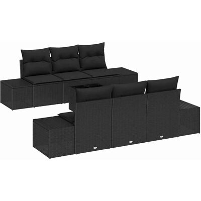 vidaXL Garten-Sofa-Set 7-Tlg Schwarz Poly Rattan 3346953 vidaXL Garten-Sofa-Set 7-Tlg Schwarz Poly Rattan 3346953