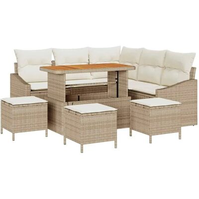 vidaXL 9-Teiliges Garten-Sofa-Set mit Kissen in Beige aus Poly Rattan 3362661 vidaXL 9-Teiliges Garten-Sofa-Set mit Kissen in Beige aus Poly Rattan 3362661