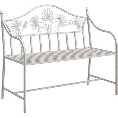 vidaXL Gartenbank Weiß Metall 104 x 52,5 x 89 cm Robust und,anglebig 42008114 vidaXL Gartenbank Weiß Metall 104 x 52,5 x 89 cm Robust und,anglebig 42008114