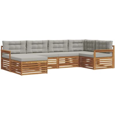 vidaXL Outdoor-Sofagarnitur mit Kissen 18-Tlg Natur und Hellgrau 3373726 vidaXL Outdoor-Sofagarnitur mit Kissen 18-Tlg Natur und Hellgrau 3373726