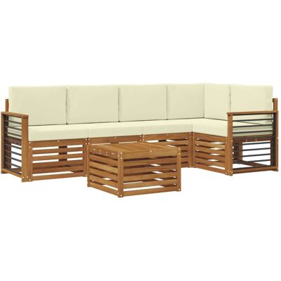 vidaXL Sofagarnituren 6 Tlg Natur und Creme Massivholz Akazie 3374860 vidaXL Sofagarnituren 6 Tlg Natur und Creme Massivholz Akazie 3374860