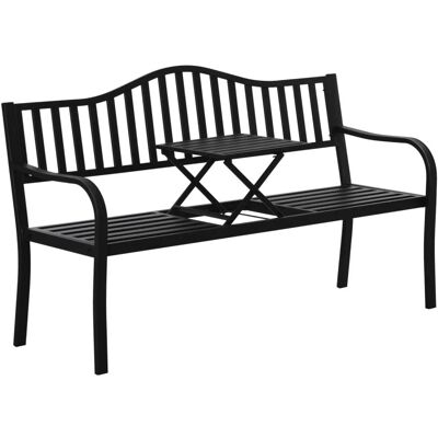 Outsunny Gartenbank mit Hochklappbarem Zwischentisch und Abgerundeten Armlehnen Outsunny Gartenbank mit Hochklappbarem Zwischentisch und Abgerundeten Armlehnen