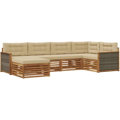 vidaXL Outdoor-Sofagarnitur mit Kissen 6 Stk Natur und Beige 3383561 vidaXL Outdoor-Sofagarnitur mit Kissen 6 Stk Natur und Beige 3383561