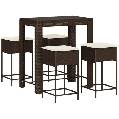 vidaXL 5-tlg Gartenbar-Set mit Kissen Braun Poly Rattan Modell 12 vidaXL 5-tlg Gartenbar-Set mit Kissen Braun Poly Rattan Modell 12