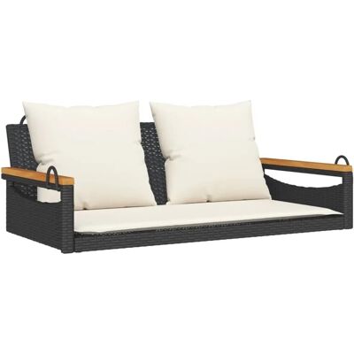furnicato Hängebank mit Kissen Schwarz 109x62x40 cm Poly Rattan furnicato Hängebank mit Kissen Schwarz 109x62x40 cm Poly Rattan