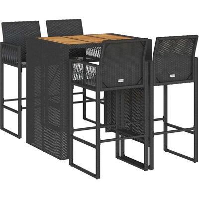 vidaXL 5-tlg. Gartenbar-Set Schwarz Poly Rattan - Gartenbar-Set vidaXL 5-tlg. Gartenbar-Set Schwarz Poly Rattan - Gartenbar-Set