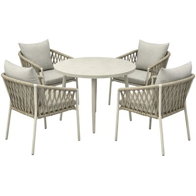 Greemotion Balkonmöbel-Set Avola inkl. Kissen 5-teilig Taupe-Grau Greemotion Balkonmöbel-Set Avola inkl. Kissen 5-teilig Taupe-Grau