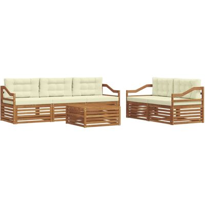 vidaXL Outdoor-Sofagarnitur mit Kissen 6-Tlg Natur und Creme 3373035 vidaXL Outdoor-Sofagarnitur mit Kissen 6-Tlg Natur und Creme 3373035