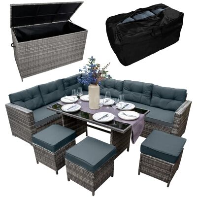 Monstershop Rattan Eckgarnitur & Kissenbox Grau Monstershop Rattan Eckgarnitur & Kissenbox Grau