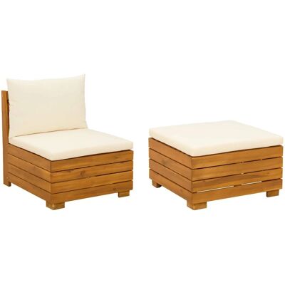 vidaXL Garten-Lounge-Set mit Kissen 2 Stück Braun Massivholz Akazie 42022434 vidaXL Garten-Lounge-Set mit Kissen 2 Stück Braun Massivholz Akazie 42022434