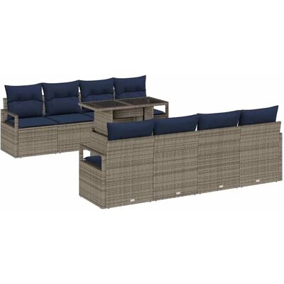 vidaXL Garten-Sofa-Set 7-Tlg Grau und Marineblau Poly-Rattan 3348791 vidaXL Garten-Sofa-Set 7-Tlg Grau und Marineblau Poly-Rattan 3348791