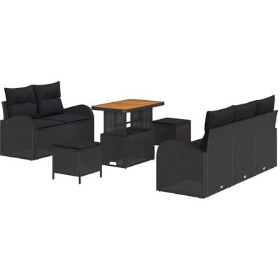 vidaXL Garten-Sofa-Set 8-Tlg Schwarz Poly Rattan 3362339 vidaXL Garten-Sofa-Set 8-Tlg Schwarz Poly Rattan 3362339