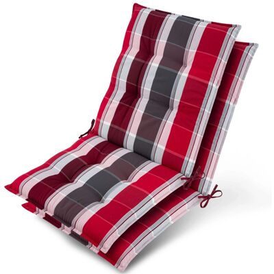 Beautissu 2x Niederlehner Auflage Sun-NL 100x50x8cm Rot-Anthrazit-Gestreift Beautissu 2x Niederlehner Auflage Sun-NL 100x50x8cm Rot-Anthrazit-Gestreift