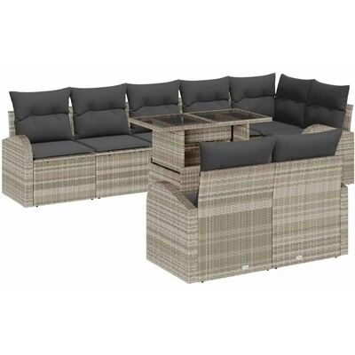 vidaXL Sofa Set mit Kissen 9-Tlg Hellgrau Poly-Rattan 3348668 vidaXL Sofa Set mit Kissen 9-Tlg Hellgrau Poly-Rattan 3348668