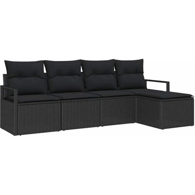 vidaXL Sofa Set mit Kissen mit Speicher 5-Tlg Schwarz Poly-Rattan 3355012 vidaXL Sofa Set mit Kissen mit Speicher 5-Tlg Schwarz Poly-Rattan 3355012