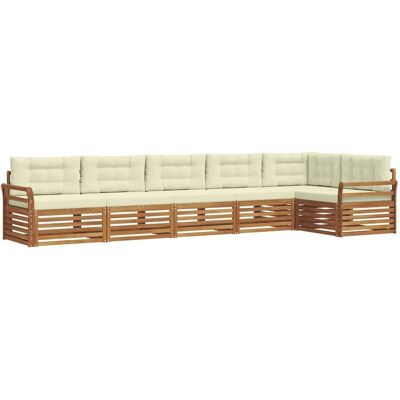 vidaXL Outdoor-Sofagarnitur mit Kissen 6-Tlg Natur und Creme 3373540 vidaXL Outdoor-Sofagarnitur mit Kissen 6-Tlg Natur und Creme 3373540
